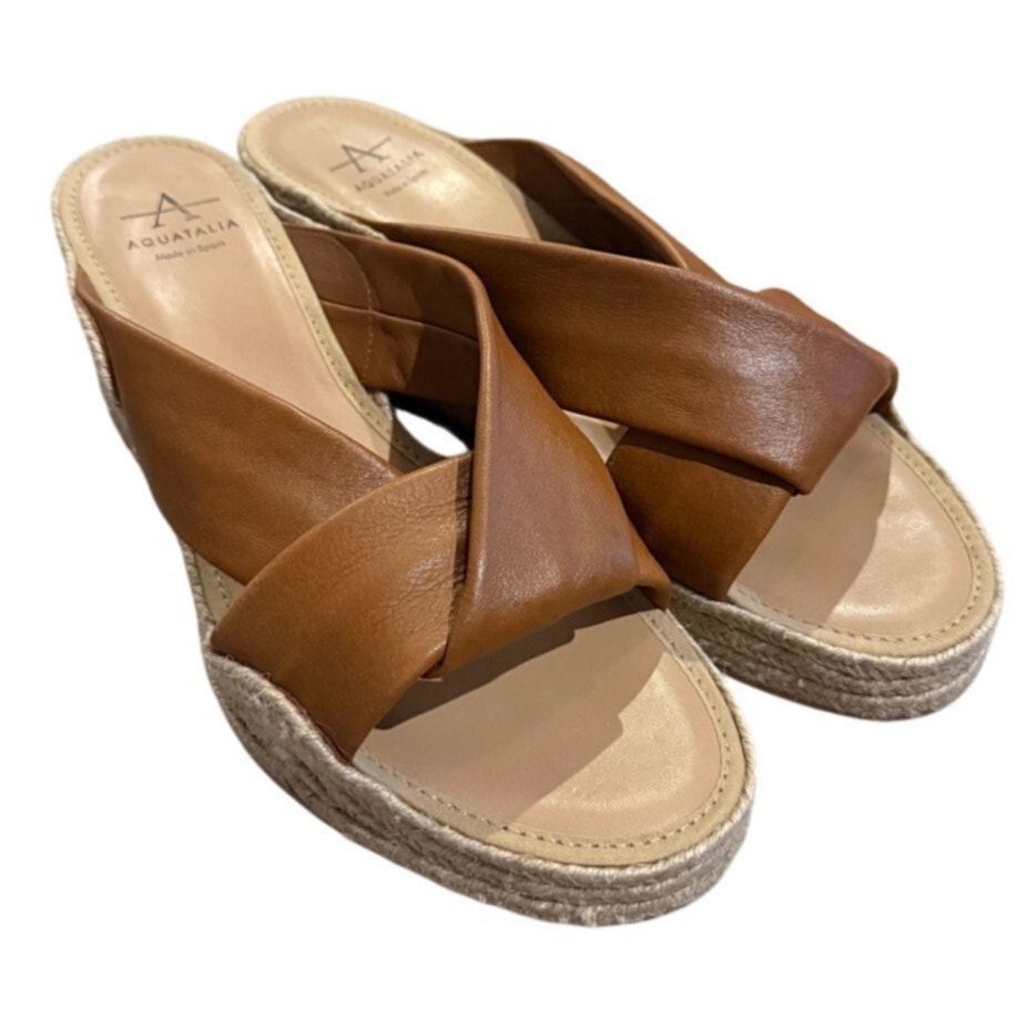 Aquatalia Leather Platform Wedge Espadrilles Women’s Sz. 9